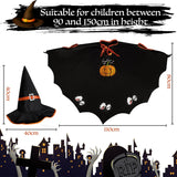 46 x Brand New JOYUE Halloween costume children s pumpkin bat cape black, bat cape costume children, witch costume pumpkin with hat for Halloween cosplay party carnival theme party, suitable for height 90-150cm - RRP €883.2