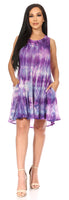 1 x Brand New Sakkas 362106 - Marta Women s Casual Summer Tie Dye Flowy Boho Maxi Sleeveless Dress Loose - 362108-Purple - OS - RRP €27.6