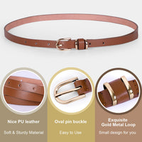 1 x RAW Customer Returns JasGood Pack of 2 Women s Slim Leather Belt PU, Extra Thin Hip Belt, Belt Multicolored Optional Stylish Waist Belt for Jeans Dress - RRP €14.11