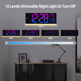 1 x RAW Customer Returns Digital Wall Clock - 8 Colors Digital Wall Clock 16.2 Large Digital Clock with Temperature, Date, Night Light, Automatic Brightness Control, 24 12 Hour Wall Clock for Living Room Office Gym - RRP €50.41