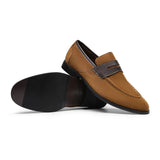 1 x RAW Customer Returns Bruno Marc Men s Suede Loafers Classic Non-Slip Flat Soft Comfortable Wedding Business Lace-up Shoes, Brown, 43 EU - RRP €22.8