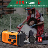 1 x RAW Customer Returns 10000mAh Emergency Dynamo Hand Crank Radios, Solar AM FM Radio with Battery Backup, Portable Survival Gear with Charger, Camping Flashlight, LED Lamp, Compass, SOS Alarm for Power Outages at Home - RRP €39.99