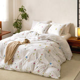 1 x RAW Customer Returns Freyamy flower bed linen 135x200cm 4-piece white colorful floral girls bedding sets 100 microfiber floral pattern duvet cover 2 duvet covers with zipper and 2 pillowcases 80x80cm - RRP €47.35