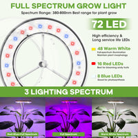 1 x RAW Customer Returns YUYMIKA 72 full spectrum plant lamp, time remote control, 10W Euro plug, dimmable brightness 3 light modes, 150 CM height adjustable plant light for large plants bonsai palm flowers 1PCS  - RRP €23.99