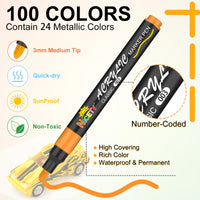 1 x RAW Customer Returns NICETY 100 Acrylic Pens for Stones Waterproof - 3mm Medium Tip Multimarker Porcelain Pens Acrylic Marker for Glass Painting Pens Canvas Wood Stone Fabric Wood Canvas Glass Paint Pen  - RRP €43.99