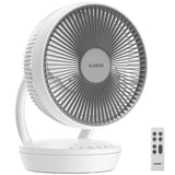 1 x RAW Customer Returns 4UMOR fan quiet, DC motor, 20dB ultra powerful table fan, with touch panel, 8H timer, 3 wind modes, 8 speeds, 75 90 oscillation, turbo air circulator fan small for living room - RRP €89.99