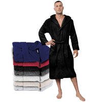 1 x RAW Customer Returns Twinzen Men s Shower Bathrobe with Hood 100 Cotton OEKO-TEX Adult Robe Men s Shower Bathrobe with 2 Pockets and Belt - S - Black - RRP €39.88