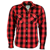 1 x RAW Customer Returns BOSmoto Motorcycle Flannel Lumberjack Shirt with KEV ARAMID, Lumber Biker Jacket Shirt Red, xx l  - RRP €113.78