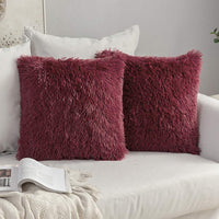 3 x Brand New MIULEE Set of 2 Cushion Covers Artificial Pillowcase Sofa Cushion Decorative Throw Pillows Cuddly Pillow Plush Pillow Cuddly Couch Cushion Super Soft Pillow Fluffy Cushion Cover for Sofa 60 x 60 cm Wine Red - RRP €59.97