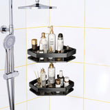 4 x Brand New Shower shelf without drilling black, shower shelf without drilling, aluminum traceless adhesive shower shelves, bathroom shelf without drilling for kitchen bathroom shower basket for hanging 2 pieces  - RRP €92.12