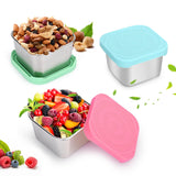 1 x RAW Customer Returns Pack of 3 snack containers, 180 ml 304 stainless steel metal sauce food storage box container with silicone lid, reusable small portable leak-proof food lunch boxes set, easy to open - RRP €19.99