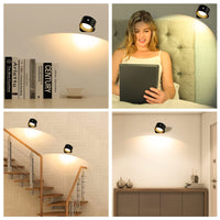 1 x RAW Customer Returns Feallive LED wall light indoor, wall lamp with battery 1 piece, touch control 3 brightness levels, 360 rotatable, for living room bedroom staircase hallway wireless wall lights black colorful light  - RRP €29.23