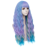 1 x RAW Customer Returns Mildiso Wig Colorful Women s Long Curly Wigs with Bangs and Wig Net for Women Rainbow Full Synthetic Synthetic Hair Unicorn Wig Children 001Q - RRP €22.18