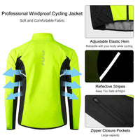 1 x RAW Customer Returns LAMEDA Cycling Jacket Men Winter Thermal Softshell Jacket Cycling Jacket Waterproof Windproof Breathable Reflective Running Jacket Autumn Women for Cycling Sports Running Hiking Green L - RRP €50.41