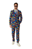 1 x RAW Customer Returns OFFSTREAM Men s Suit - Rainbow Hearts Suit Costume - Pride - Includes blazer, tie and trousers - RRP €40.28