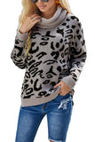 1 x Brand New GOLDPKF Women s Vintage Leopard Sweater Sexy Elegant Long Sleeve Tops Autumn Oversize Turtleneck Sweater Light Gray S 36-38 - RRP €27.6