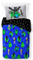 1 x RAW Customer Returns Minecraft Fight Back 100 cotton 3-piece bedding set 135x200cm single size - duvet cover fitted sheet 90x200 cm pillowcase 50x70 cm - RRP €35.58