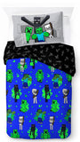 1 x RAW Customer Returns Minecraft Fight Back 100 cotton 3-piece bedding set 135x200cm single size - duvet cover fitted sheet 90x200 cm pillowcase 50x70 cm - RRP €35.58