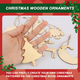 2 x Brand New Yisscen 48 Pieces Craft Christmas Pendants Wooden Christmas Tree Pendants, DIY for Painting and Hanging Wooden Pendants Christmas Snowflake Christmas Tree Sock Elk Wreath Christmas Balls - RRP €40.8