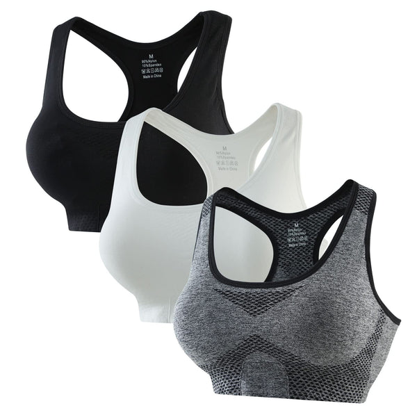 1 x RAW Customer Returns CARETOO Sports Bra Women s Push Up Classic Comfort Sports Women Breathable Bustier Padded Seamless Sports Bras Set Without Underwire Jogging Yoga Fitness Black Black Black, S  - RRP €30.2