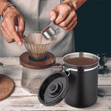 1 x RAW Customer Returns BEZORR coffee can made of stainless steel 2.8L, coffee cans, coffee container made of stainless steel with CO valve, coffee can storage container with date display for coffee powder, tea, nuts, cocoa storage, black - RRP €27.22