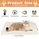 1 x Brand New 60 x 45cm Self-Heating Pet Blanket Cat Mats Pet Pad Without Electricity Heat Pet Bed Mat Pet Heating Mat Washable Cat Blanket Self-Heat Cushion Mat for Puppies Kittens Beige  - RRP €20.4