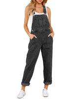 1 x RAW Customer Returns Roskiky Casual Stretch Denim Dungarees for Women, Jeans Overalls with Pockets Iconic Black XL - RRP €46.99