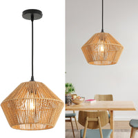 1 x RAW Customer Returns FORCOSO rattan hanging lamp, boho rattan hanging lamp, diameter 30 cm, rattan ceiling lamp E27, braided hanging light max. 60W for bedroom, living room, dining room, hallway, kitchen - brown - RRP €59.99