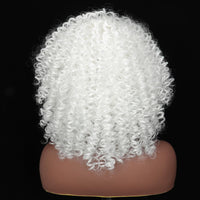 1 x RAW Customer Returns Colorfulpanda Wig Afro Kinky White Women s Short Wavy Wigs Curls for Women Synthetic Natural Hair Wig with Bangs Naturally Curly Wig - RRP €25.98