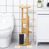 1 x RAW Customer Returns Yorbay standing toilet set made of bamboo, with toilet paper holder and toilet brush holder smartphone shelf toilet brush toilet roll holder natural  - RRP €54.17