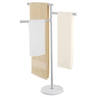 1 x RAW Customer Returns KES Towel Holder Standing Towel Holder 3 Bars Towel Holder Swivelling Stainless Steel 18 8 Bathroom Towel Rail Marble Brushed, BTH219-2 - RRP €89.99