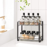 1 x RAW Customer Returns SONGMICS Spice Rack, 2-Tier Kitchen Shelf, Spice Rack, Spice Rack with Plastic Shelves, Non-Slip Feet, for Kitchen, Bathroom, Black KCS013B01 - RRP €17.99