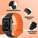 1 x RAW Customer Returns HITZEE Bracelet 49mm 45mm 44mm 42mm 41mm 40mm 38mm, Double-Sided Silicone Magnetic Band Compatible for Apple Watch Ultra 2 Series 9 8 7 SE 6 5 4 44 45 49, Orange Black  - RRP €22.59