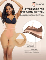 1 x RAW Customer Returns FeelinGirl Shaping Body Shapewear Women Tummy Control with YKK Zipper High Waist Butt Lift 3-Level Compression with Latex Full Body Body Shaper with Adjustable Straps Beige L - RRP €42.6