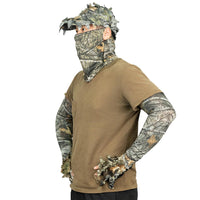 1 x Brand New Tongcamo Face Mask Gaiter with Ghillie Hat, Leafy Camouflage Gloves, Arm Sleeves for Men Women Waterfowl Tree Camo Duck Turkey Hunting Tents, 6 Pieces Hunting Accessories - RRP €30.0