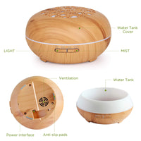 1 x RAW Customer Returns WD CD Aroma Diffuser Humidifier 550ml with Remote Control, Ultrasonic Nebulizer Fragrance Lamp Oil Diffuser with 7 Colors LED Waterless Automatic Switch-Off - Light Wood Grain - RRP €23.59