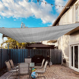 1 x RAW Customer Returns Dripex sun sail 4x5 m sun protection set including fastening ropes rectangular water-repellent polyester impregnated 95 UV protection wind protection weather protection for balcony garden terrace grey - RRP €50.41