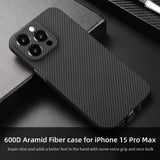 1 x RAW Customer Returns Sisyphy Aramid Case for iPhone 15 Pro Max with Carbon Look Black 600D , Super Slim Soft But Robust, Snap-on Back Wireless Charging Friendly - RRP €40.33