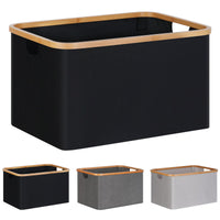 1 x RAW Customer Returns efluky Foldable Laundry Basket 60L, Bamboo Fabric Foldable Storage Basket, Foldable Storage Laundry Basket, Laundry Baskets for Bedroom Bathroom Black  - RRP €31.25