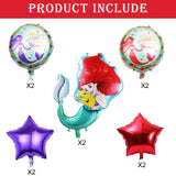 2 x Brand New Mermaid Birthday Decoration 10 Pieces Mermaid Foil Balloons Mermaid Theme Party Decoration Mermaid Balloons Set Red and Purple Birthday Decoration Girls for Mermaid Party Supplies - RRP €38.4