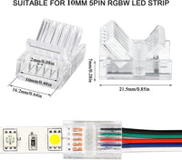 1 x Brand New LED Strip Connector 5 Pin 10mm Transparent Track Lighting L Shaped Connector for 5V 12V 24V RGBW 5 Pin Connector LED Strip - RRP €11.06