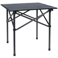 1 x RAW Customer Returns Neloheac Small Folding Camping Table with Roller Table Top, Portable Square Folding Table with Carrying Bag, Carbon Steel Garden Table 50cm for Picnic Grill Balcony, Black - RRP €35.47