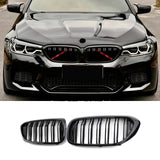 1 x RAW Customer Returns Hengjiayao G30 grille G31 kidneys black suitable for BMW 5 Series G30 G31 grill kidneys black 2017-2020 grill gloss black double bar sport grille For 5 Series G30 2017-2020  - RRP €57.47