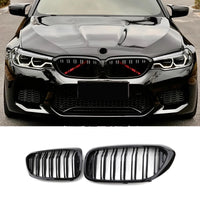 1 x RAW Customer Returns Hengjiayao G30 Grille G31 Kidneys Black suitable for BMW 5 Series G30 G31 Grill Kidneys Black 2017-2020 Grill Gloss Black Double Bar Sport Grille For 5 Series G30 2017-2020  - RRP €57.47