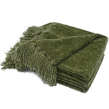 1 x RAW Customer Returns RECYCO Christmas living and cuddle blanket chenille 127x152, small Christmas blanket sofa blanket couch blanket dark green fluffy soft for sofa couch chair, green - RRP €29.99