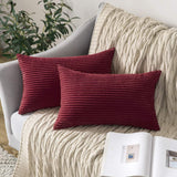 4 x Brand New MIULEE Set of 2 Decorative Corduroy Cushion Covers Sofa Soft Decorative Pillowcase for Home Living Room Bedroom Bed Office 30x50CM Burgundy - RRP €61.24