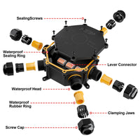 1 x RAW Customer Returns PEBA junction box IP68, junction box, waterproof cable connector, surface-mounted distribution box outside waterproof 5-way for 4-14 mm cable diameter junction box, terminal box, junction box black - RRP €22.99