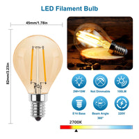 1 x RAW Customer Returns ProCrus G45 LED 2W light bulb, E14 vintage 2W Edison LED lamp, retro lighting filament LED, 2700K warm white, 100LM light bulb replacement for 10W incandescent lamp, not dimmable, amber LED bulb, pack of 10 - RRP €19.14