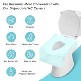 1 x RAW Customer Returns Gimars 50PCS Disposable Antibacterial Toilet Covers Disposable Seat Covers for Adults Children Biodegradable Waterproof for WC Toilet Toilet, Portable Toilet Cover for Travel Camping - RRP €18.41