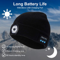 1 x RAW Customer Returns shenkey LED Lighted Bluetooth Beanie, 5 LED Beanie Cap Wireless Headset Music Hat Technology Gifts for Men Women Teen Boys Girls - RRP €21.62